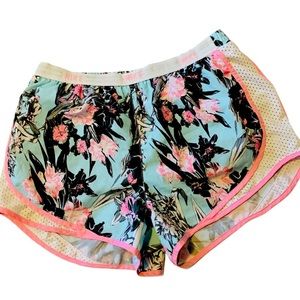 Nike tempo floral rush Ning shorts pink teal black white medium